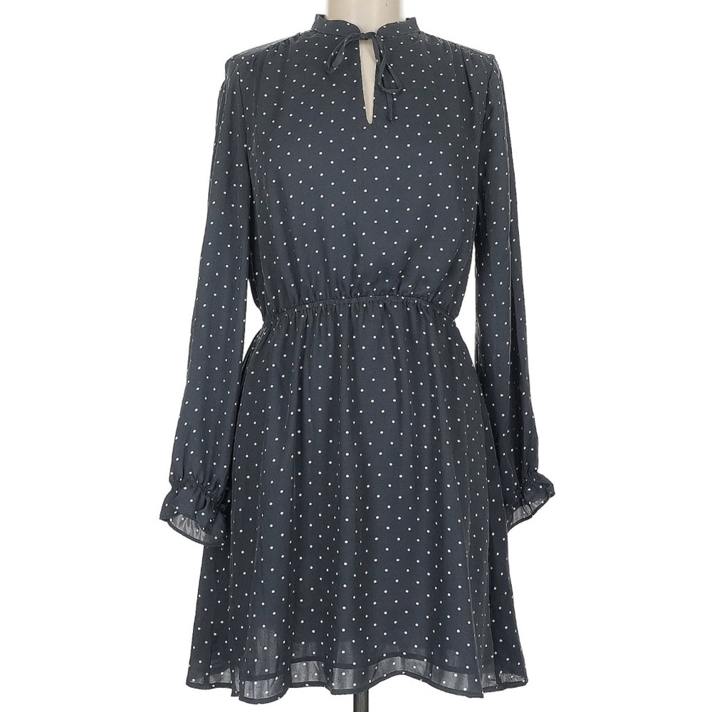 NWT H&M Charcoal Gray Polka Dot Long Sleeve Dress